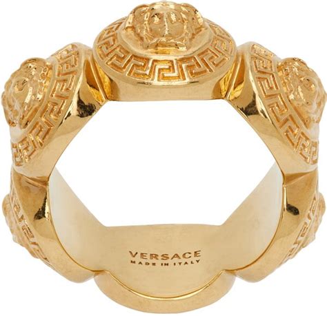 versace iced out ring|Versace gold ring.